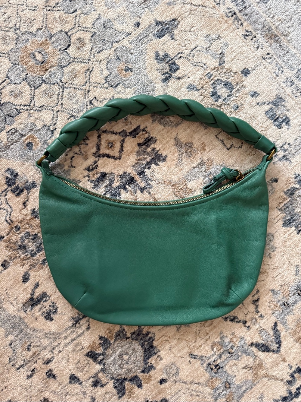 Madewell Green Braided-Handle Leather Shoulder Bag